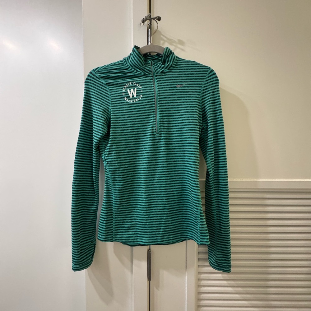 Nike Border Clash Green Striped Tech Quarter Zip
